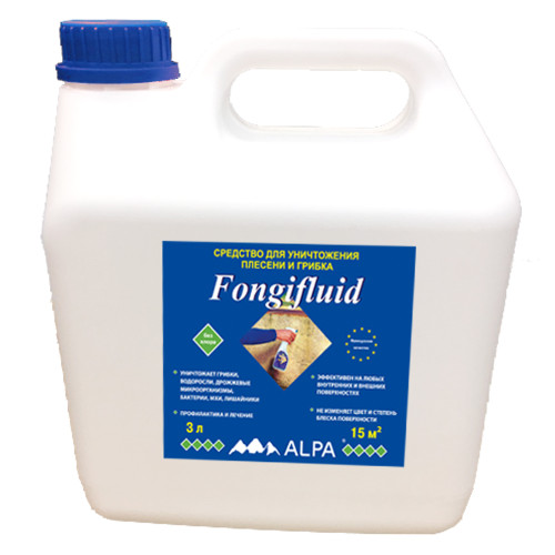 Средство от плесени и грибка ALPA Fongifluid убивает мха, лишайника, плесени, грибка 3 л