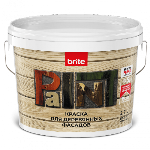 Краска для деревянных фасадов BRITE FLEXX с УФ-фильтром, атмосферостойкое, база  А 2.7 л