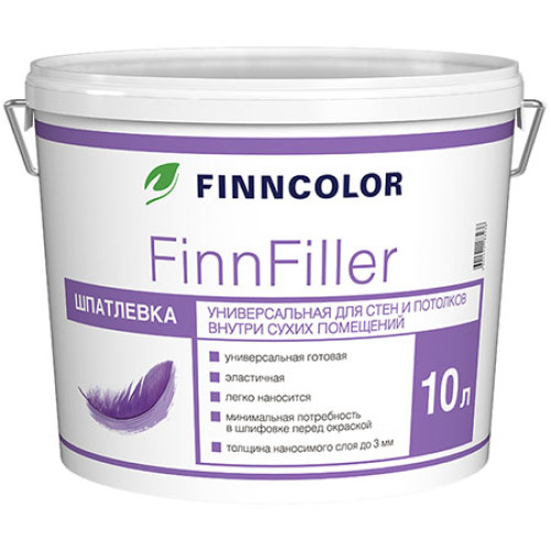 Шпатлевка универсальная готовая FINNCOLOR FinnFiller для стен и потолков 10 л