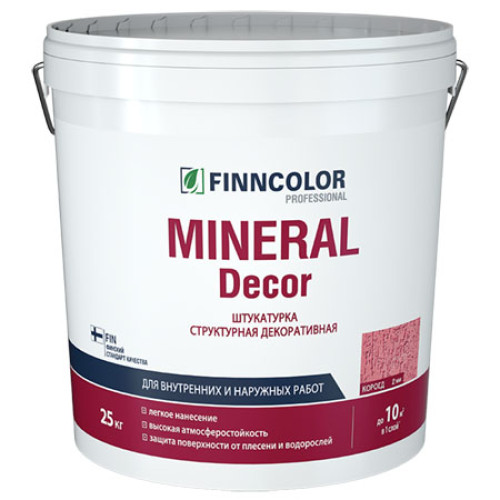 Структурная декоративная штукатурка FINNCOLOR Mineral Decor Эффект – короед фракция 2 мм 25 кг 