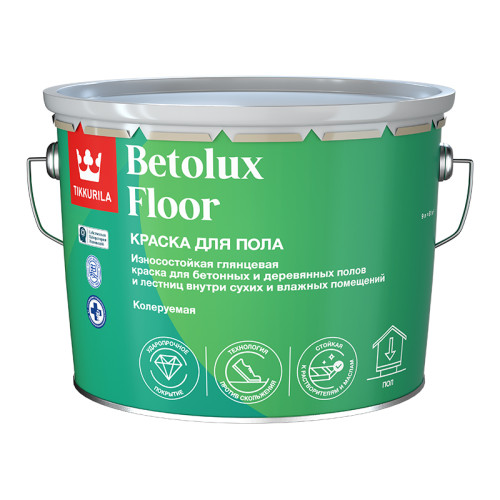 Износостойкая краска Tikkivala Betolux Floor для бетонных и деревянных полов глянцевая база С 9 л